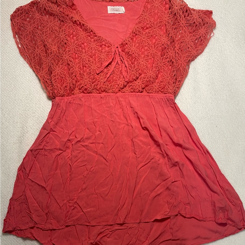 Vintage Perch by Blu Pepper Women’s Elegant Coral Lace Classy Breezy Women Top